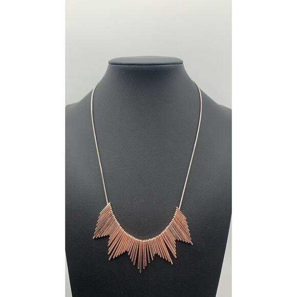 Banana Republic Multi Tone Brutalist Zig Zag Charm Pendants Necklace Signed - Picture 2 of 5